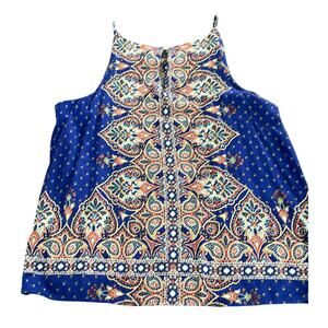 Verse Made in USA Rayon tank top. Women’s XL. Blue with paisley print